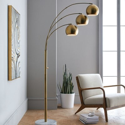 Globe Multi 3-Head Floor Lamp Gold Metal/Marble - Project 62™