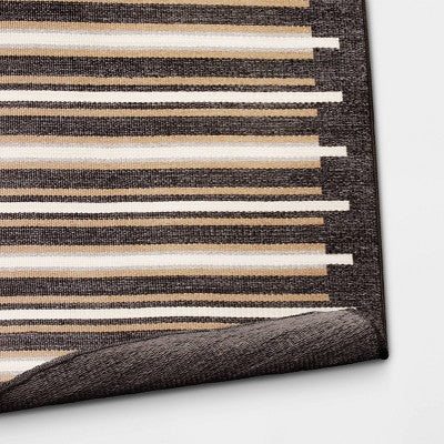 7'x10' Striped Tapestry Rectangular Woven Outdoor Area Rug Charcoal Gray - Project 62™