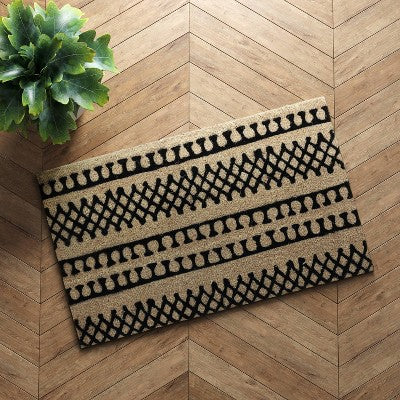 1'6"x2'6" Stripe Tufted Doormat Black - Project 62™