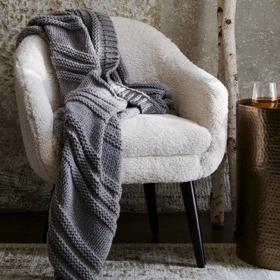 Harwell Modern Arm Barrel Chair With Wooden Legs Faux Shearling Cream - Project 62™