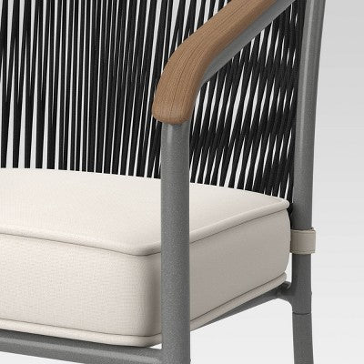 2pc Apex Mixed Material Outdoor Patio Dining Chairs Arm Chairs Black - Project 62™