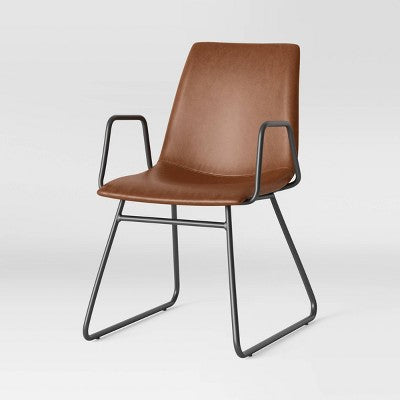  2pk Bowden Dining Chair With Arms Caramel Faux Leather - Project 62™
