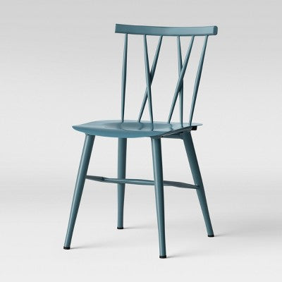  Set Of 2 Becket Metal X Back Dining Chair Light Blue - Project 62™