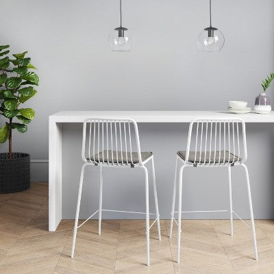 Set Of 2 Sodra Rounded Seat Wire Counter Height Barstool White - Project 62™