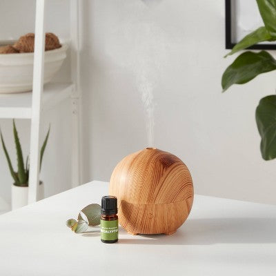  100ml Woodgrain Ultrasonic Diffuser Plus 5ml Eucalyptus Essential Oil Kit - Project 62™