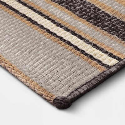  7'x10' Striped Tapestry Rectangular Woven Outdoor Area Rug Charcoal Gray - Project 62™