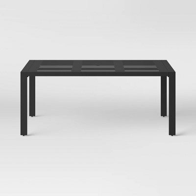  Henning 6 Person Rectangle Patio Dining Table, Outdoor Furniture - Black - Project 62™