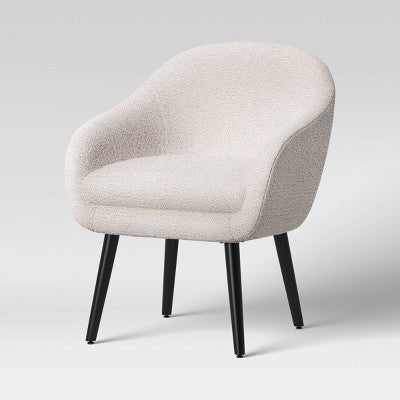  Harwell Modern Arm Barrel Chair With Wooden Legs Faux Shearling Cream - Project 62™
