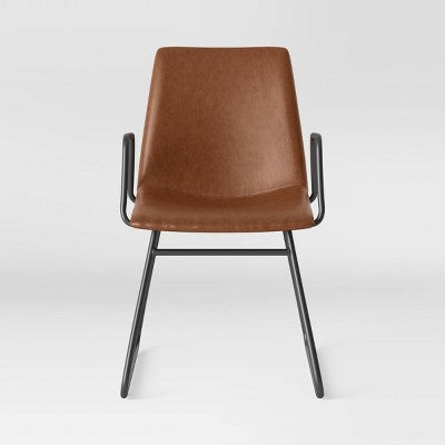  2pk Bowden Dining Chair With Arms Caramel Faux Leather - Project 62™