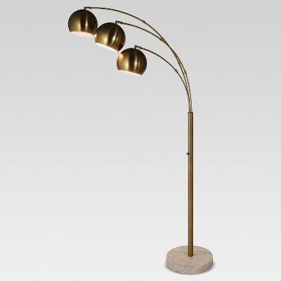  Globe Multi 3-Head Floor Lamp Gold Metal/Marble - Project 62™
