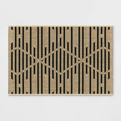  Grace Broken Geometrical Indoor/Outdoor Rug Black/Tan - Project 62™