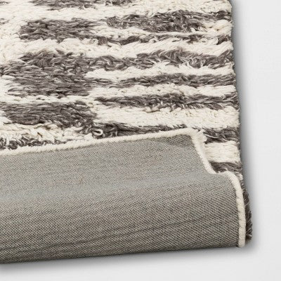  Jutland Geo Moroccan Hand Tufted Shag Area Rug Gray - Project 62™