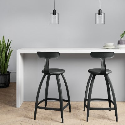  Seidler Architect Industrial Counter Height Barstool Black - Project 62™