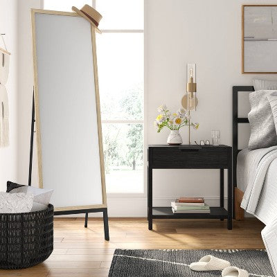  20" X 66" Oak And Metal Modern Floor Mirror Brown - Project 62™