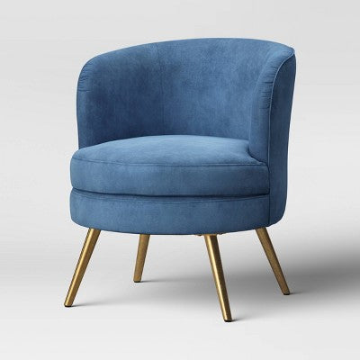  Beadle Accent Chair With Brass Leg Velvet Blue - Project 62™