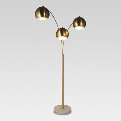 Globe Multi 3-Head Floor Lamp Gold Metal/Marble - Project 62™