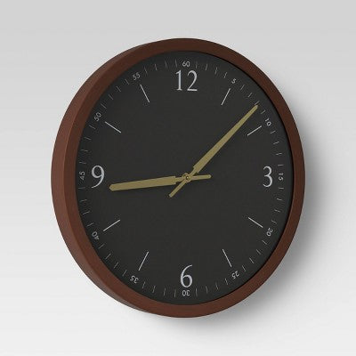  20" Walnut Woodgrain Wall Clock Black - Project 62™