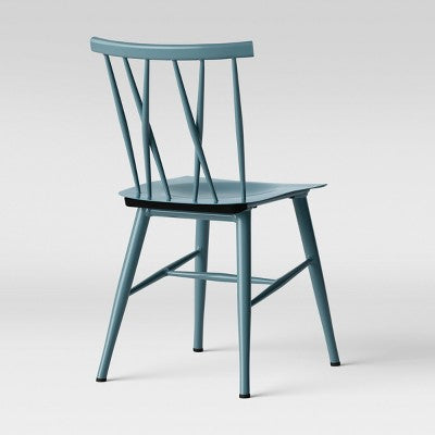  Set Of 2 Becket Metal X Back Dining Chair Light Blue - Project 62™