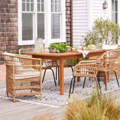  Kaufmann Wood Rectangle Patio Dining Table, Outdoor Furniture - Natural - Project 62™