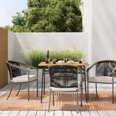  2pc Apex Mixed Material Outdoor Patio Dining Chairs Arm Chairs Black - Project 62™