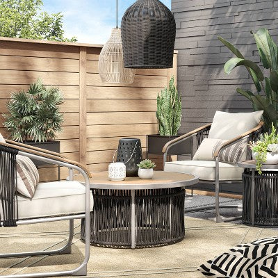  2pc Apex Mixed Materials Motion Outdoor Patio Chairs, Club Chairs Brown - Project 62™