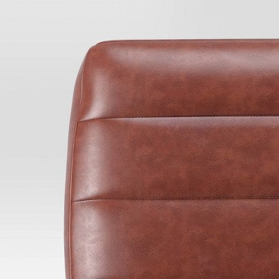  Northway Channel Tufted Wood Armchair Brown Faux Leather - Project 62™