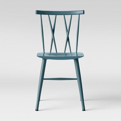  Set Of 2 Becket Metal X Back Dining Chair Light Blue - Project 62™