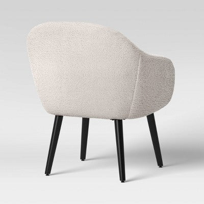  Harwell Modern Arm Barrel Chair With Wooden Legs Faux Shearling Cream - Project 62™