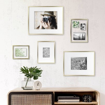  8" X 10" Float Thin Metal Gallery Frame Brass - Project 62™