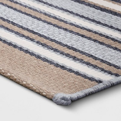  5' X 7' Woven Striped Outdoor Rug Ivory/Gray - Project 62™