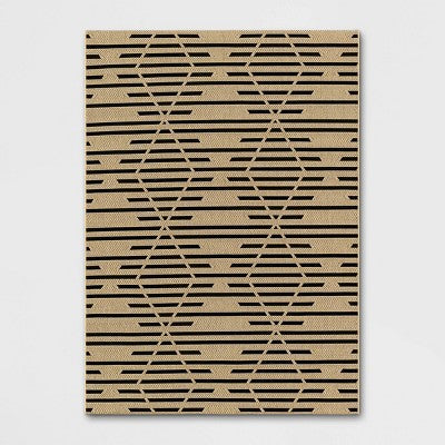  Grace Broken Geometrical Indoor/Outdoor Rug Black/Tan - Project 62™