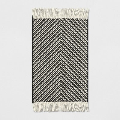  Chevron Woven Area Rug Black/White - Project 62™