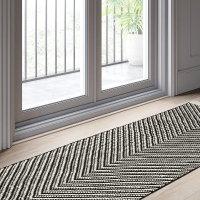  Chevron Woven Area Rug Black/White - Project 62™