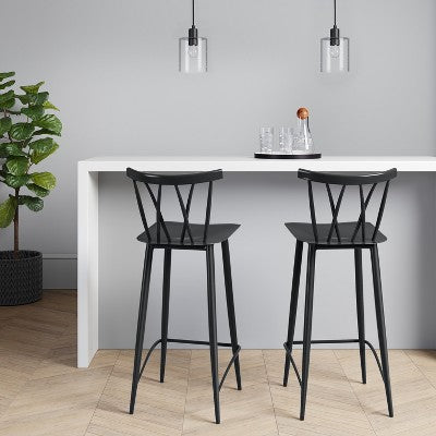  Set Of 2 Becket Metal X Back Barstool Black - Project 62™