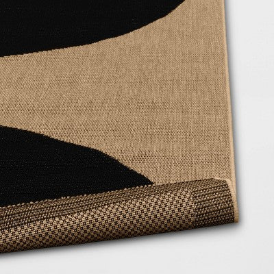 9'2"x12' Grace Half Circle Rectangular Woven Indoor Outdoor Area Rug Black - Project 62™