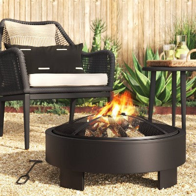  24" Round Wood Burning Fire Pit With Legs - Black - Project 62™