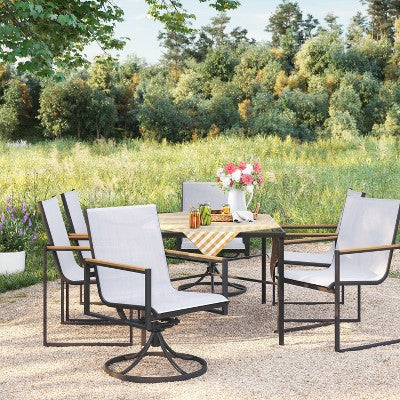  2pc Henning Outdoor Patio Dining Chairs Arm Chairs Gray - Project 62™