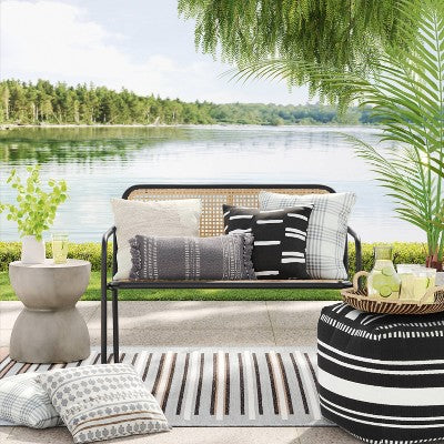  5' X 7' Woven Striped Outdoor Rug Ivory/Gray - Project 62™