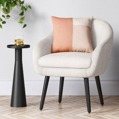  Harwell Modern Arm Barrel Chair With Wooden Legs Faux Shearling Cream - Project 62™