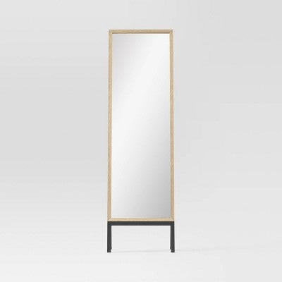  20" X 66" Oak And Metal Modern Floor Mirror Brown - Project 62™