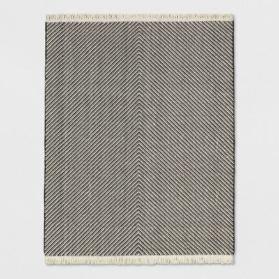  Chevron Woven Area Rug Black/White - Project 62™