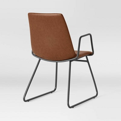  2pk Bowden Dining Chair With Arms Caramel Faux Leather - Project 62™