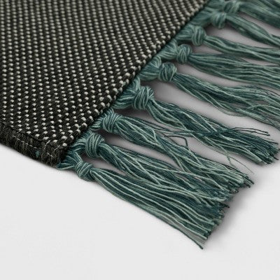  7'x10' Diamond Fringed Rectangular Woven Outdoor Area Rug Turquoise Blue - Project 62™