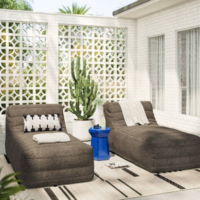  7' X 10' Outdoor Rug Multitier Bars Gray/Cream - Project 62™