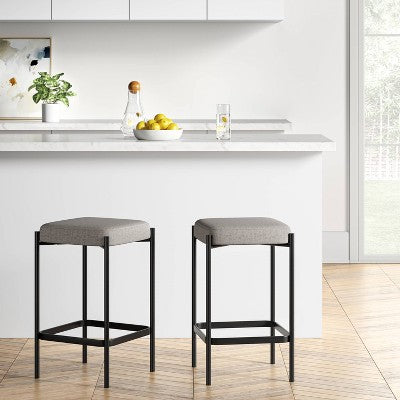  Edinburgh Upholstered Backless Counter Height Barstool With Metal Base Gray - Project 62™