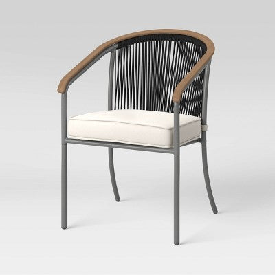  2pc Apex Mixed Material Outdoor Patio Dining Chairs Arm Chairs Black - Project 62™